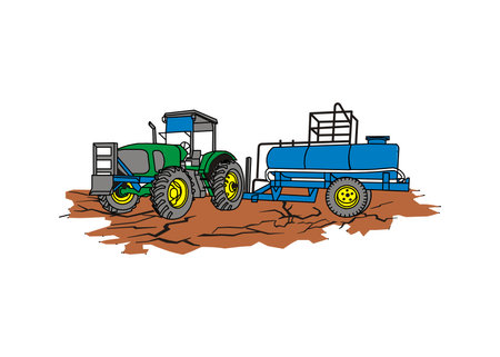 water spray vehicle agriculture machineのイラスト素材