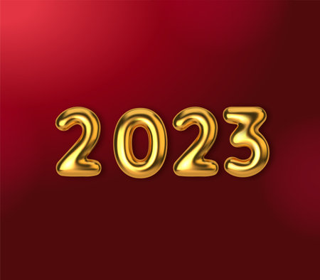3D GOLD 2023 TEXT LETTER VECTORのイラスト素材