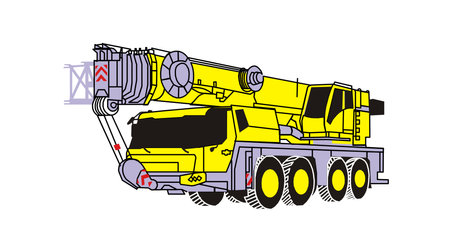 Compact Mobile HEAVY Crane MACHINE CONSTRUCTIONのイラスト素材