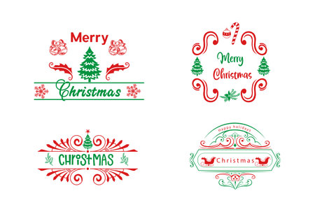 merry christmas typography lettering setのイラスト素材