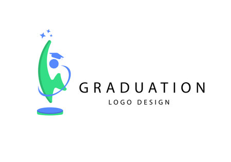 graduation people logo template for schoolのイラスト素材