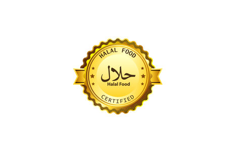 gold halal food products labels, badges and logo designのイラスト素材
