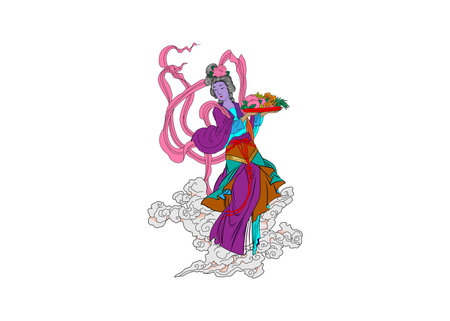 statue chinese god or goddess traditional cultureのイラスト素材