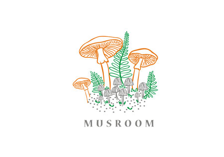 Vintage retro mushroom healthy food logo design village farm businessのイラスト素材
