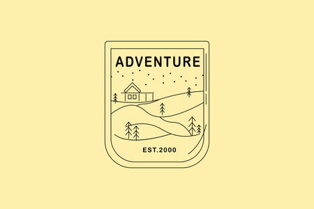 pine cedar spruce forest house cabin hill logo illustrationのイラスト素材