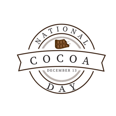 Chocolate day hand lettering with doodles cocoa beans isolated on white background or badges, banner,label stamp print, cardのイラスト素材