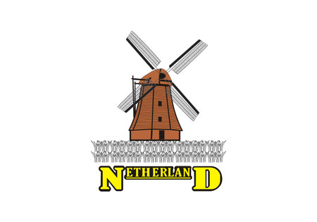 vintage wind turbine free energy logo templateのイラスト素材