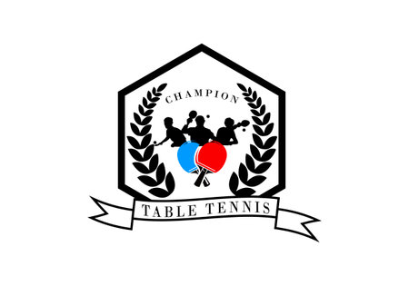 international table tennis championship match logo badgeのイラスト素材