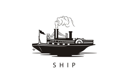 vintage yacht ship boat badge emblem logo design illustrationのイラスト素材