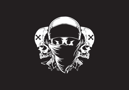 scream Vintage retro skull head with dagger for tattoo or military logo templateのイラスト素材