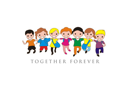 best friend kid together back to school illustrationのイラスト素材