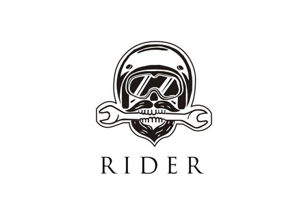 skull biting wrench wearing helmet use to print t shirt riderのイラスト素材