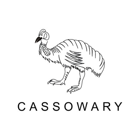 Casuarius casuarius Southern cassowary logo template animalのイラスト素材