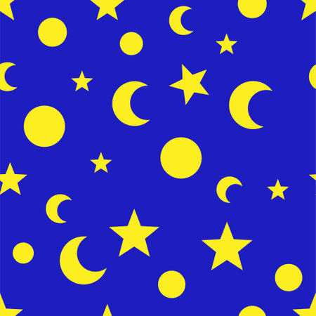 star and moon fabric pattern printableのイラスト素材