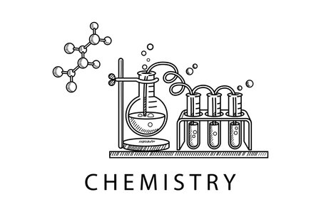 sketch chemistry science tube research research research knowledgeのイラスト素材