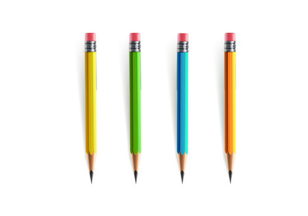 multicolor pencil sharpen with eraser on topのイラスト素材