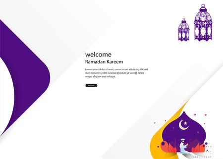 Greeting card, invitation for Muslim holiday Ramadan Kareem. Close-up star shape pattern. Vector illustration background, web banner,sale, modern designのイラスト素材