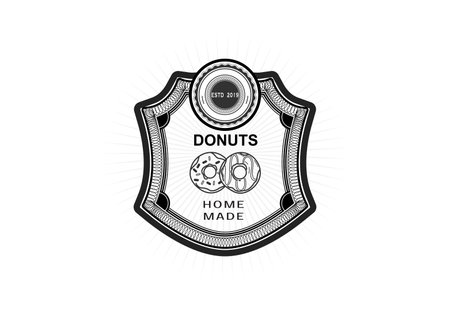 luxury retro donuts bakery label stamp logoのイラスト素材