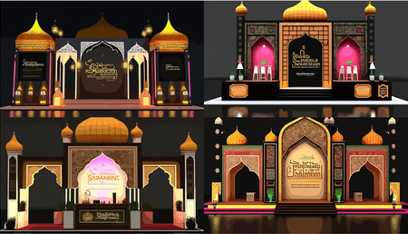 ISLAMIC PODIUM STAGE BOOTH EVENT DECORATIONのイラスト素材
