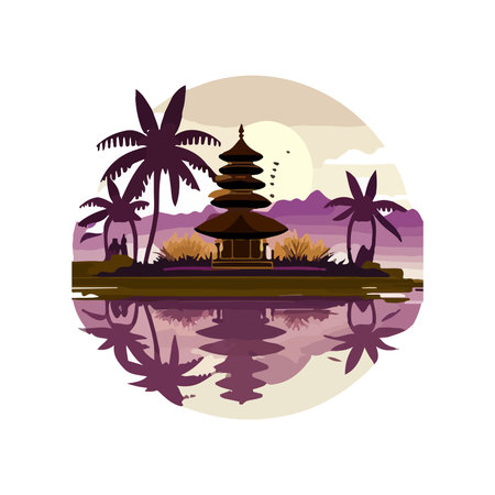 Buddhism hinduism temple pray vector illustrationのイラスト素材