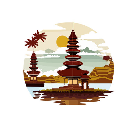 Buddhism hinduism temple pray vector illustrationのイラスト素材