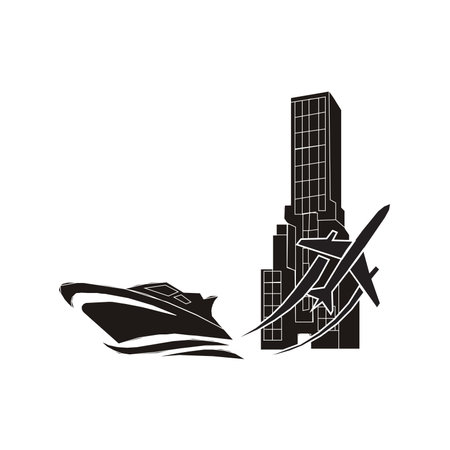 PLANE YACHT CITY CONCEPT TOUR LOGOのイラスト素材