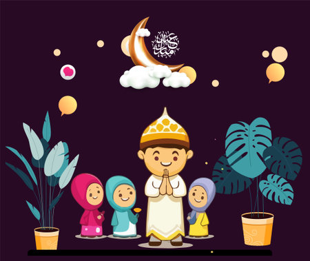 character kids muslim islamic elementの写真素材
