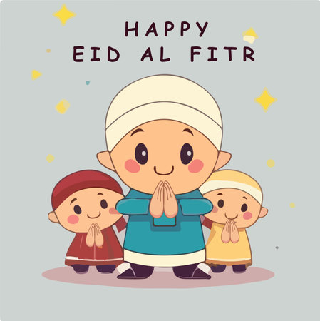 HAPPY EID AL FITR FOR MUSLIM GREETING CARD DESIGNのイラスト素材