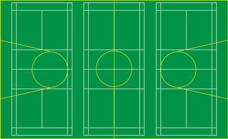 SPORT YARD COMBINE BADMINTON AND BASKET 2D MAP PRINT VECTOR ILLUSTRATIONのイラスト素材