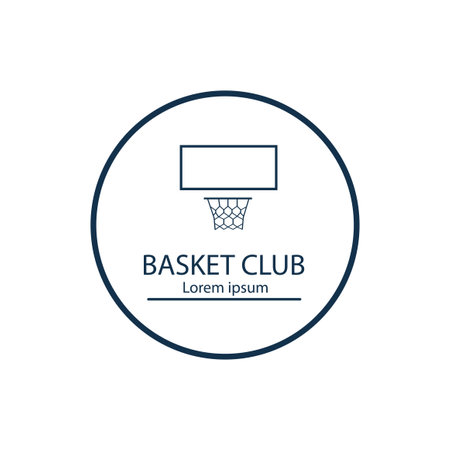 BASKET BALL CIRCLE BADGE MINIMALIST EMBLEMのイラスト素材