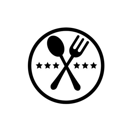 fork and spoon silhouette logo vectorのイラスト素材