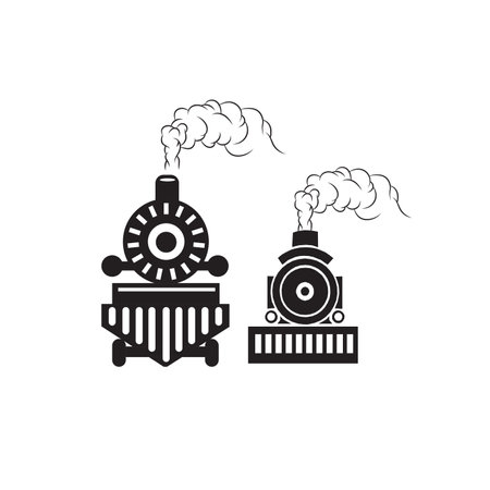 twin locomotive train logo vectorのイラスト素材
