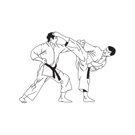 taekwondo fight sport art logo people line artのイラスト素材