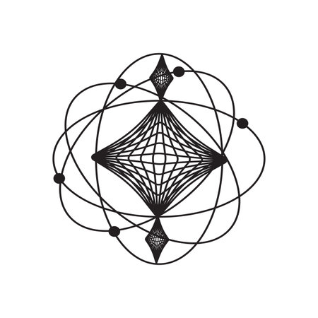 singularity physics science line frame logoのイラスト素材