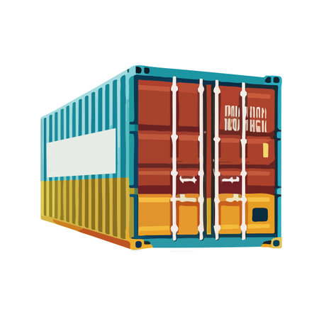 container cargo ship logistic vector illustration art colorのイラスト素材