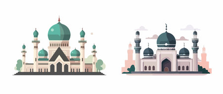 mosque logo template vector minimalist symbol of muslimのイラスト素材