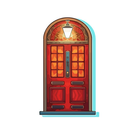 vintage red door abstract vector watercolorのイラスト素材