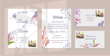 Elegant Hand Drawn Floral Wedding Invitationのイラスト素材