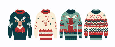 sweaters element for christmas set different style vector illustrationのイラスト素材
