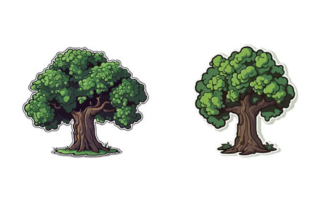 trees flat vector set different style element assetのイラスト素材