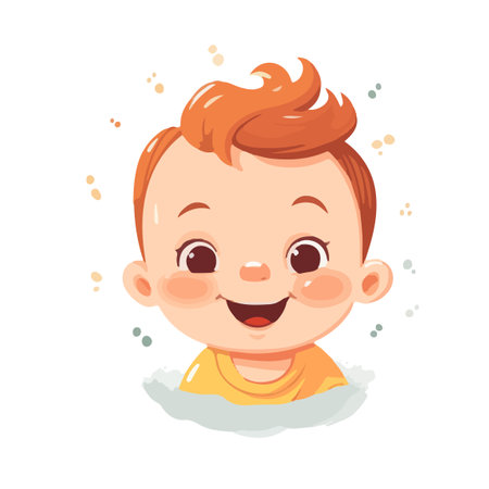 smiling cute baby face vector art illustration logoのイラスト素材
