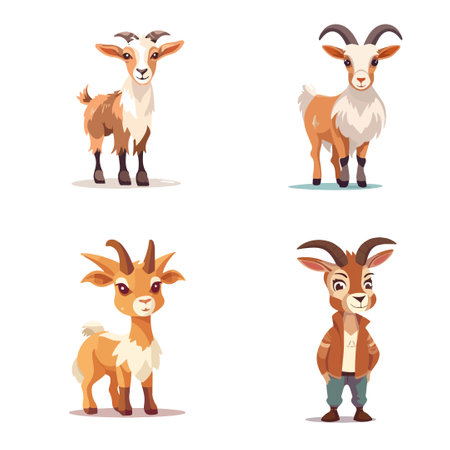 goat set different style isolate white background vector illustrationのイラスト素材