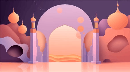 Islamic greeting card template with ramadan for wallpaper designのイラスト素材