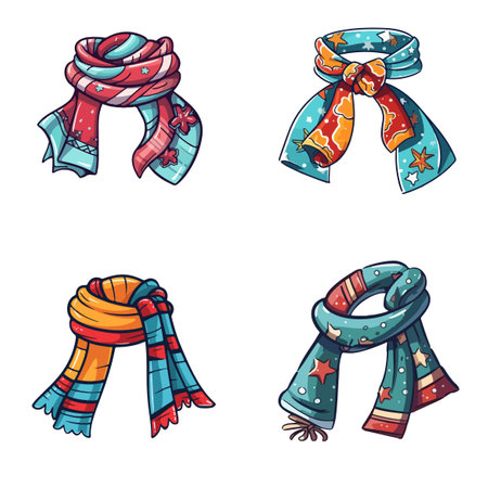 winter scarf element decoration vectorのイラスト素材