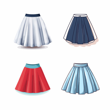 skirt flat vector set illustration fashion elementのイラスト素材
