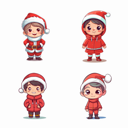CUTE BOY CHRISTMAS CHARACTER CHILD VECTORのイラスト素材