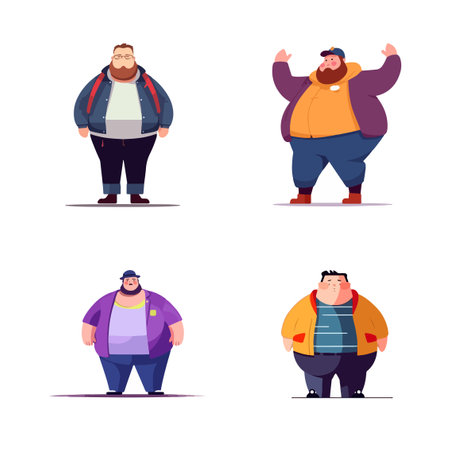 overweight obese fat man flat character vector