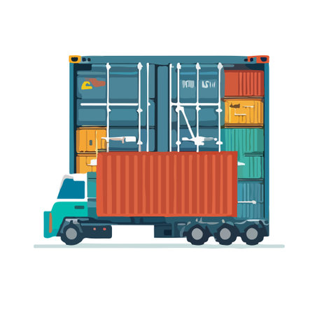 TRUCK AND CONTAINER EXPEDITION CARGO VECTORのイラスト素材