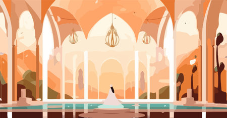 ISLAMIC BACKGROUND LANDSCAPE VECTOR ARTのイラスト素材