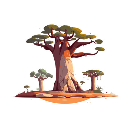 African baobab tree VECTOR ARTのイラスト素材